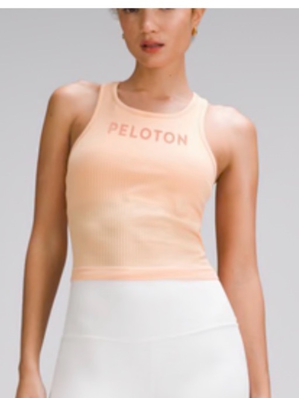 lululemon, Ebb to Street, Peach Ribbed Crop Sports Tank